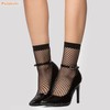 Psiokimi 6 Pairs Lace Ankle Socks, Black and White Fishnet