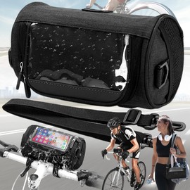 dcas Waterproof Handlebar Bag Bicycle, Bicycle Bag Front Handlebar, Removable Shoulder Strap, Handlebar Bag, Bicycle, Bicycle Bag, Touchscreen with Rain Cover (8.6 x 4.7 x 4.7 Inches)