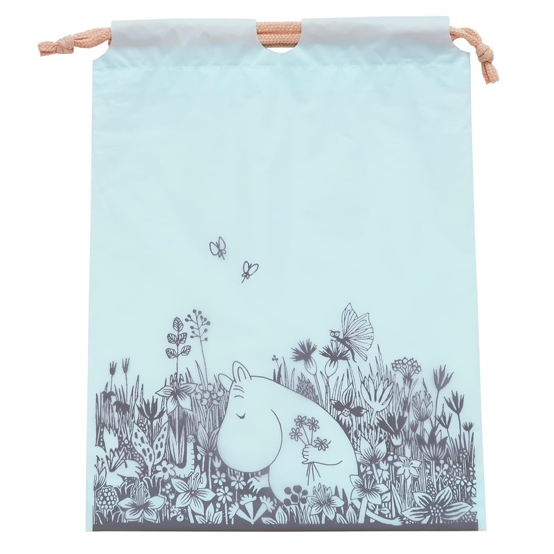 Indigo MOOMIN MV242 Moomin Wrapping Plastic Bag, S, Drawstring Flower