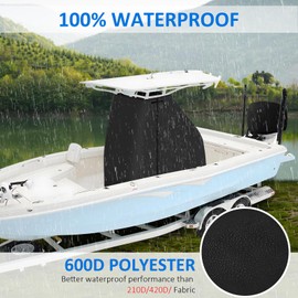 Yexcend T-Top Center Console Boat Cover, Heavy Duty 600D Waterproof T Top Console Cover with Motor Cover, UV Resistant Polyester T-Top Boat Cover, Black(69" L x 47" W x 72" H)
