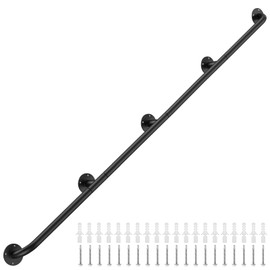 GORWARE Indoor Stair Handrail, 13FT Black Galvanized Iron, 440LBS Load Capacity, Powder Coated, Industrial Style