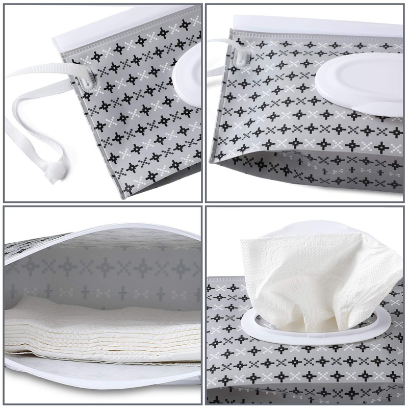 FEBSNOW 4 Pack Baby Wipe Dispenser, Portable Refillable Wipe Holder,