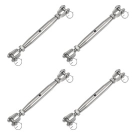 uxcell 4Pcs M10(3/8") Closed Body Jaw and Jaw Turnbuckles Wire Rope Tension, Stainless Steel Turnbuckle Adjustable Cable Tensioner for Shade Sail Clothesline, 3200Lbs Working Load Limit