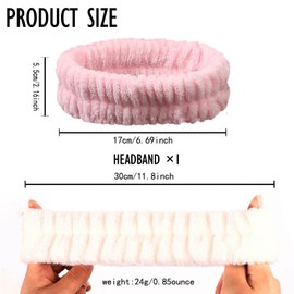 Sugeru® Flannel Elastic Hair Band, Spa Headband Women, Soft Hair Band, Cosmetics, Non-Slip Wide Brim Headband, Women, for Shower, Skin Care, Make-Up, Facial Cleansing, Girls, Sports, Yoga (Pink Set)