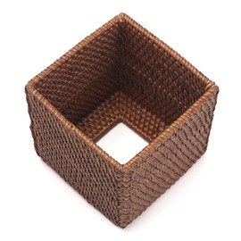 DECRAFTS Rattan Tissue Box Cover Natural Woven Facial Napkin Holder Square (Honey Brown,5.5x5.5x5.9 Inch)