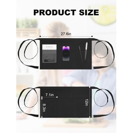 Server Aprons,Waterproof Waitress Aprons bulk Heavy Duty Kitchen Aprons with 3 Pockets for women men (12, black)