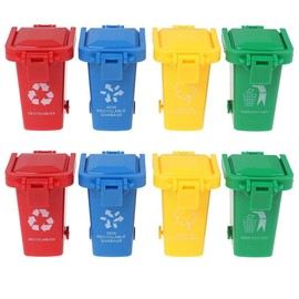 Yesoa 8Pcs Mini Trash Can Toy Push Vehicles Garbage Cans Curbside Vehicle Garbage Bins for Kids Toddlers