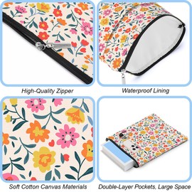 Book Sleeve Book Protector Book Pouch Book Lovers Gifts Bookish Gifts Book Cover with Zipper for Hardcover Paperback Washable Wildfloral Printed Gift Bag for Women Teacher Birthday, BookCover