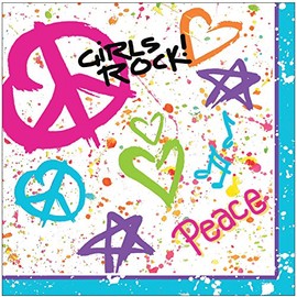 Creative Converting 18 Count Totally 80's Beverage Napkins, Pink/Gray