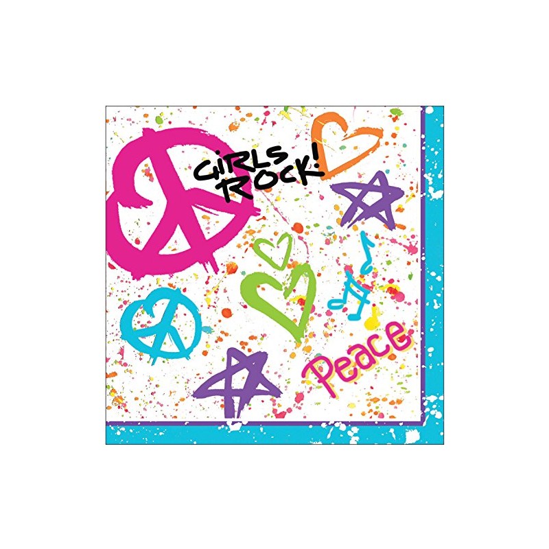 Creative Converting 18 Count Totally 80's Beverage Napkins, Pink/Gray