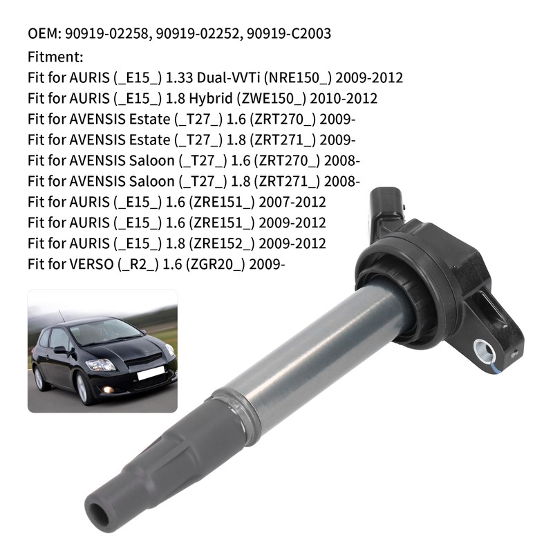 Ignition Coil 90919‑02258 Replacement Fit for Auris/Avensis Estate Saloon/Verso