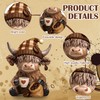 Wesiti 2 Pcs Highland Cow Figurines Coffee Highland Cow Gnomes