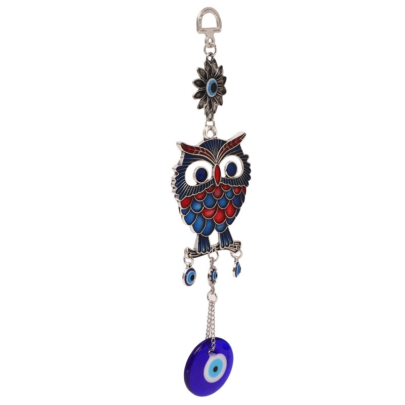 9.3in Blue Evil Eye Owl Pendant Decoration Protection Blessing Lightweight