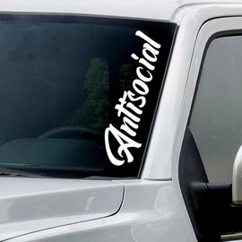 Antisocial Windshield Banner Vinyl Decal Sticker Car Truck Window White 22 inches