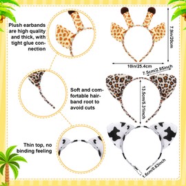 Yunsailing 24 Pcs Safari Party Favors Include 12 Animals Sunglasses and 12 Animal Ears Headband Jungle Costume Party Supplies (Cheetahs, Cows and Giraffes Style)