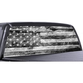 Rear Back Window American Flag Decal Sticker 65" x 17/19'' for Truck SUV Pickup - Color: Gray