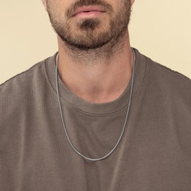 HZMAN 3mm Rolo Chain for Men Women Silver Stainless Steel Men's Chain Necklace Round Box Link Chain Necklace 16-30 Inch (22in)