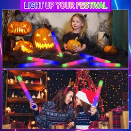 68PCS Foam Glow Stick Bulk,Light Sticks for Parties Bulk with 3 Modes Colorful Flashing,Glow in The Dark Party Supplies for Wedding Reception,Dance Floor,Holiday Party,Concert