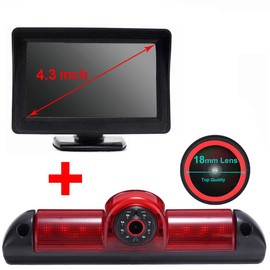 4.3'' Inch TFT LCD Color Auto Monitor +【Special Red Lens】1280x720 Pixel 1000 TV Lines Parking Camera HD Rear View Backup Camera for Fiat Ducato X250 X290/Peugeot Boxter/Citroen Jumper Transporter Van