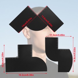 lasuroa 3stk Friseur-Verbesserungskarten mit Messindikatoren, 3-Formen-Haaransatz-Formungswerkzeug Schwarze Bartführungsvorlage Wiederverwendbare Farbspray-Haarlinienwerkzeuge für Männer