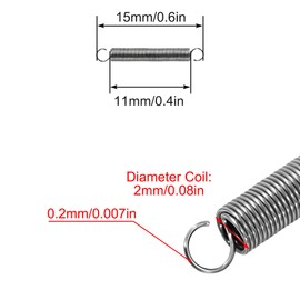 GUNGY Tension Springs with Hooks Stainless Steel Tension Spring Tension Spring 15 mm Outer Diameter 2 mm Wire Diameter 0.2 mm Maximum Tensile Force 0.07 kg 0.2 x 2 x 15 mm 20