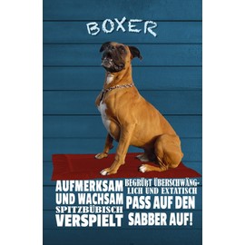 Ontrada Holzschild 12x18cm Boxer Hund Charakter Holz Schild