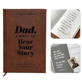 Dad, I Want to Hear Your Story: Leather for Fathers Day Gift Wrapped Hardback,A Father’s Guided Journal to Share Life & His Her Love from Father Mother,Ribbon Bookmark Gold Gilded Page Edges,Father's autobiography