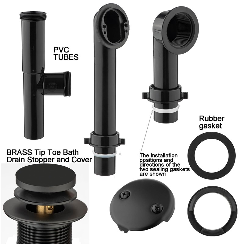 (1 Pack) Yariwiz 1-1/2" Matte Black Bathtub Tub Drain Kit