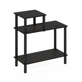 Furinno Turn-N-Tube 3-Tier Rectangular Sofa Side Table, End Table with Open Shelves, Espresso/Black