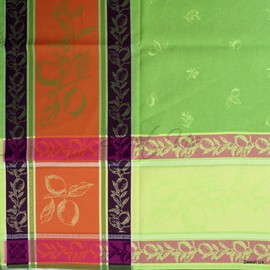 Sweet Us Citronnier Wipeable Tablecloth Spill Resistant Teflon Coated, Floral Cotton French Provencal Tablecloth for Square Tables, Table Cover for Indoor and Outdoors, Verdant Citrus, 63 x 63