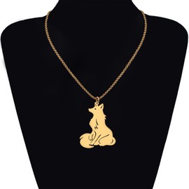 YAYAKO Long Tail Fox Necklace Pendant Chain Stainless Steel 18K Gold Necklace Fox Gifts for Women Girls Charms Trendy Jewellery, Stainless Steel, No Gemstone
