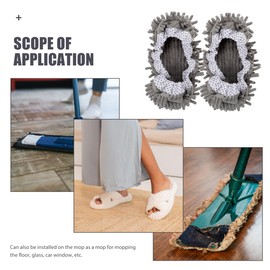 NOLITOY 2 Pairs Floor Cleaning Mop Socks Foot Home Chenille Lightweight Durable Quiet Design Protects Floors Anti-Slip Reusable Mop for Indoor Cleaning