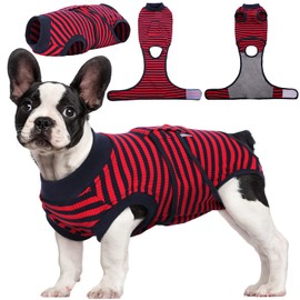 Kuoser Dog Surgery Recovery Suit - Adjustable Post-Op Body Suit for Female and Male Dogs, Red S