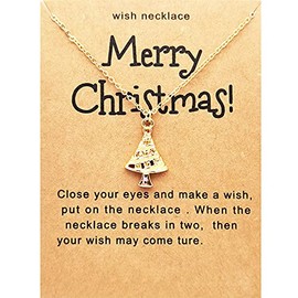 COLORFUL BLING Christmas Necklace with Wish Card for Women Tree Reindeer Snowflake Pendant Necklace Xmas Day Santa Party Costume Jewelry Thanksgiving Gifts-tree