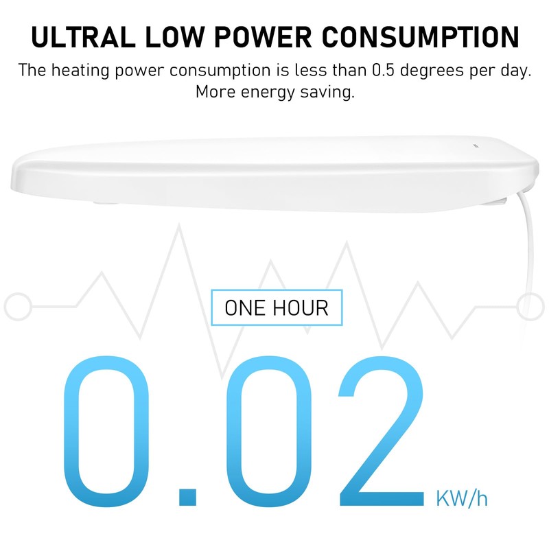 iliD Heated Toilet Seat, Elongated Seat, Three Levels of 90°F,