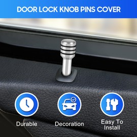 Rislobx 4 PCS Car Door Lock Knobs, Inner Door Lock Pull Pin Cover, Aluminum Alloy Decorative Door Lift Bolt, Universal Auto Accessories for Cars, Trucks (Silver)