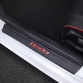 LEXLEYS Daihatsu Rocky A200S/210S Exclusive Carbon Leather Side Step Guard Outer Scuff Protect Sheet Door Guard Sticker Dress Up Custom Parts Gold Leaf Hot Press ROCKY Logo Scratch Prevention Sticker