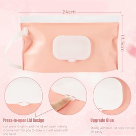 TELAIN Wet Wipe Dispenser, 3 Pack Portable Refillable Wet Wipe Container, Reusable Travel Wet Wipe Dispenser for Babies, Water and Dustproof (Red Pink & Cream & Brown)