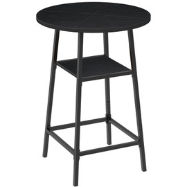MAHANCRIS Round Bar Table, 37.4" High Pub Table, 2-Tier Counter Height Cocktail Table, High Top Table with Storage, Bistro Table for Small Spaces, Easy to Assemble, Black BTHB12501