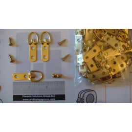 Bohle Innovation Solutions 12 LARGE BRASS 2 HOLE D RING HANGERS 30 BRASS #6-1/2" SCREWS + FREE SAMPLES