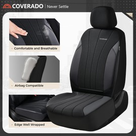 Coverado Car Seat Covers Front Seats, Auto Seat Covers Full Set, Mesh Breathable Seat Protectors, 2 Seats Black Automotive Seat Covers, Universal Fit for SUV, Sedan, Truck