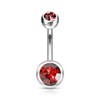 Forbidden Body Jewelry 14g Titanium Double Jeweled Red CZ Crystal