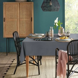 XWZO Table Cloth Rectangular Solid Table Cover Water Resistant Table Cloths Wipe Clean Tablecloth for Cafe, Restaurant, Buffet, Tabletop Party 137x274cm(54x108inches) Gray