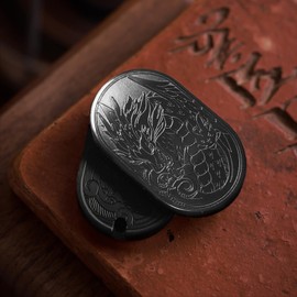 WaJexy Fidget Toys Adults, Premium Alloy Mechanical Fidget Toy, Dragon Ding Ding Fidget Slider, Help Relieve Stress,Compact Portable Sensory Fidget Tool,Gifts for Adults and Teens (Black)