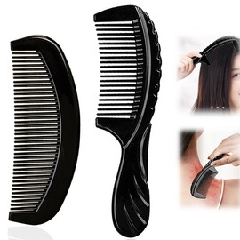 Set de 2 Peines Antiestáticos, Peine Desenredante con Mango y Peine de Dientes Anchos, Peine para Masaje del Cuero Cabelludo y Hombros. para cabello rizado, cabello largo, cabello húmedo en todo tipo