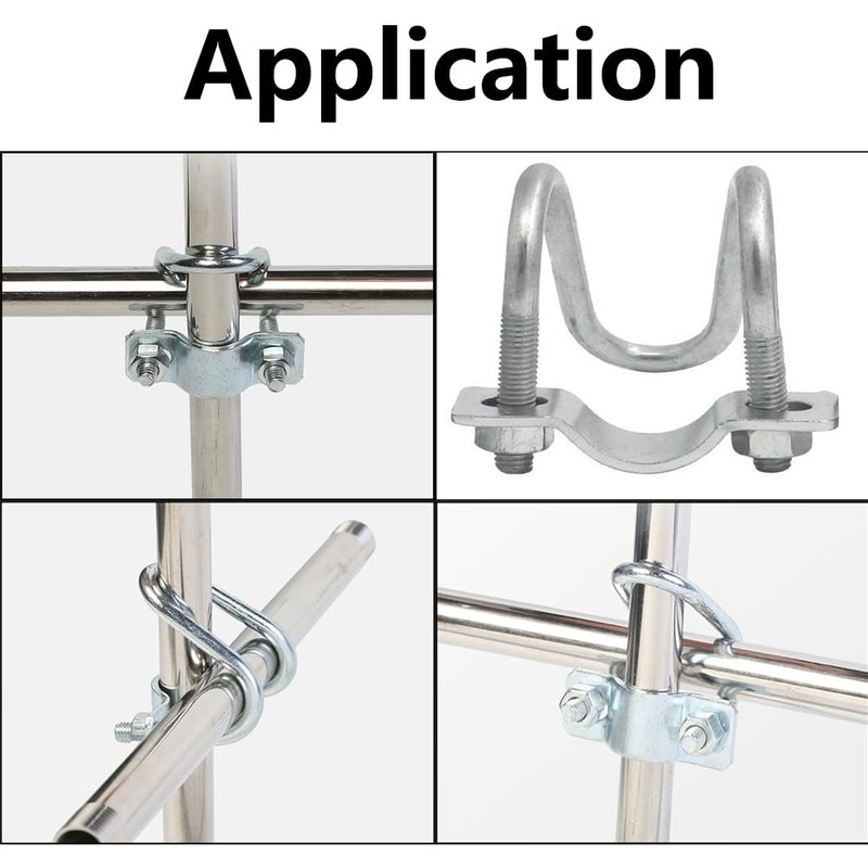 4Pcs Cross-Connector Vertical Pipe Clip Crossover Clamps Tube Buckle Steel