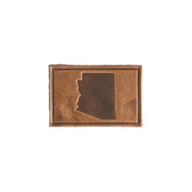 Arizona Leather Patches with Optional Hook and Loop Fastener added, 100% Full Grain Leather, Rectangle, 3" x 2" (Patch with hook and loop fastener attached, Cafe)