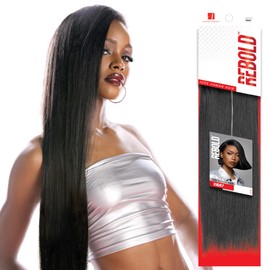 Sensationnel Rebold Yaki weave hair - Rebold human hair smooth, sleek yaki texture hair for weaving and sew in styles - Rebold Yaki (18 inch, 1 JETBLACK)