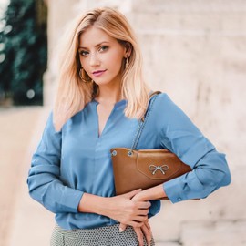 MultiValue Women's Shoulder Bag, Retro Fashion Handbag, Women's Leather Bag with Button, Handbag for Travel, Date, red