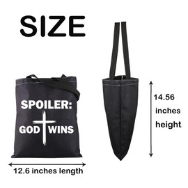 JXGZSO Christian Shoulder Bag Spoiler God Wins Tote Bag Christian Prayer Faith Gift Religious gift Jesus Lover Gift (God Wins Tote)